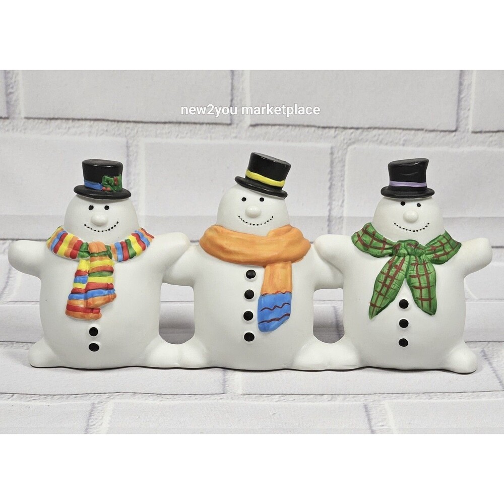 Dept 56 Ceramic Snowmen Figure Figurine Christmas Holiday Hand Painted Colorful